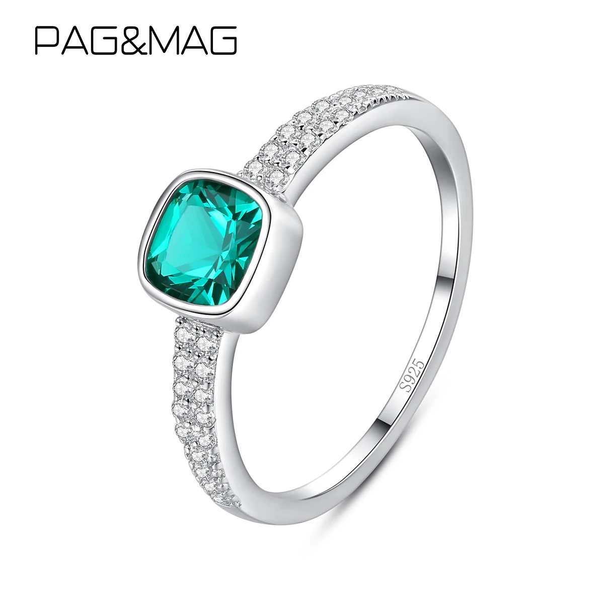 

PAG&MAG Vintage Emerald 925 Silver Gemstone Wedding Finger Rings For Women Female Statement Wedding Fine Jewelry Christmas Gift