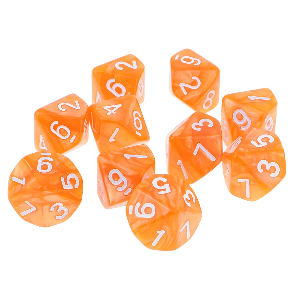 10PCS D10 Polyhedral Dice 10 Sided Dice for  Table Game