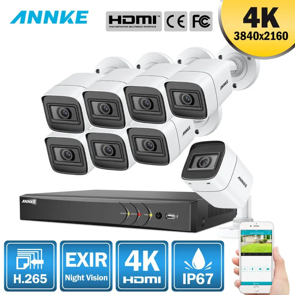  ANNKE 4K 8CH Ultra HD CCTV Camera System H.265 DVR Kit 8PCS 8MP TVI IP67 Outdoor Home Video Securit - 32968389771
