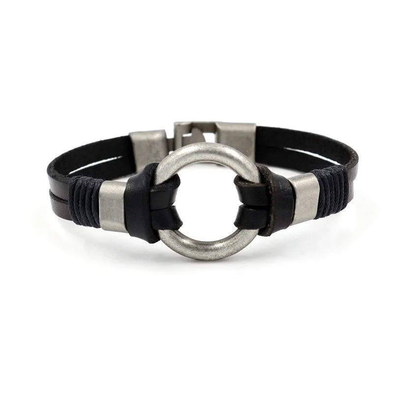 Men's Retro Cattle Leather Simple Genuine Brace Bracelets