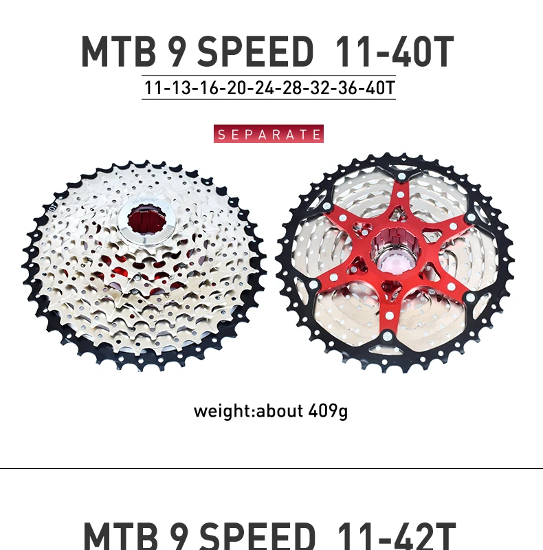 VG SPORTS MTB Cassette 8 9 10 11 12 Speed 40T 42T 46T 50T 52T Mountain Bike Cassette Separate Cassete Freewheel Bracket Sprocket
