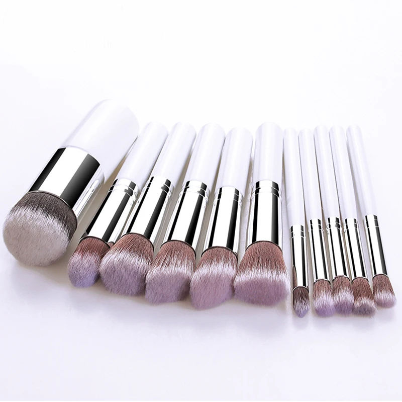 11 Pcs Silver/Golden White Makeup Brush Sets pen maquiagem Foundation Powder Eyeshadow Full-featured sets of makeup tools Kit