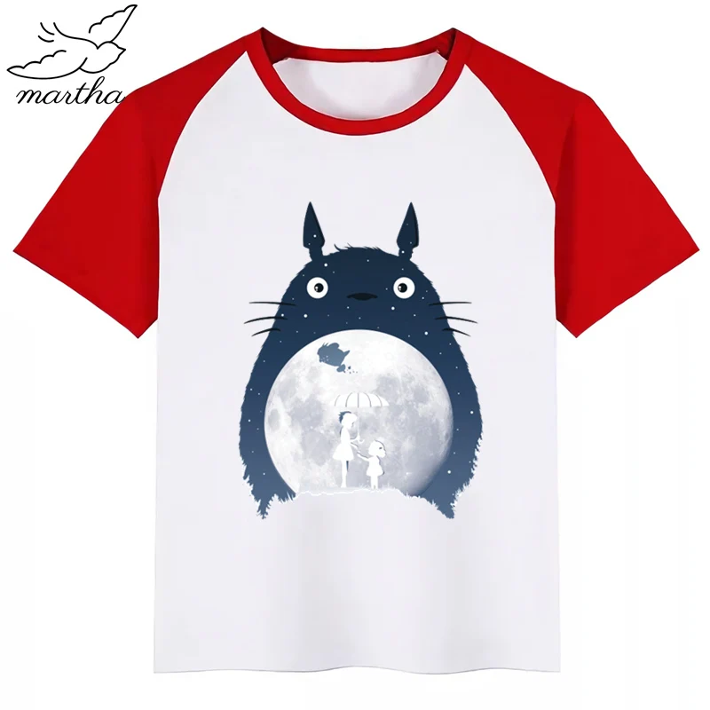 Totoro/Новинка; летняя детская футболка с принтом; футболка с короткими рукавами и круглым вырезом; Повседневная футболка для маленьких девочек; одежда для детей - Цвет: RedD