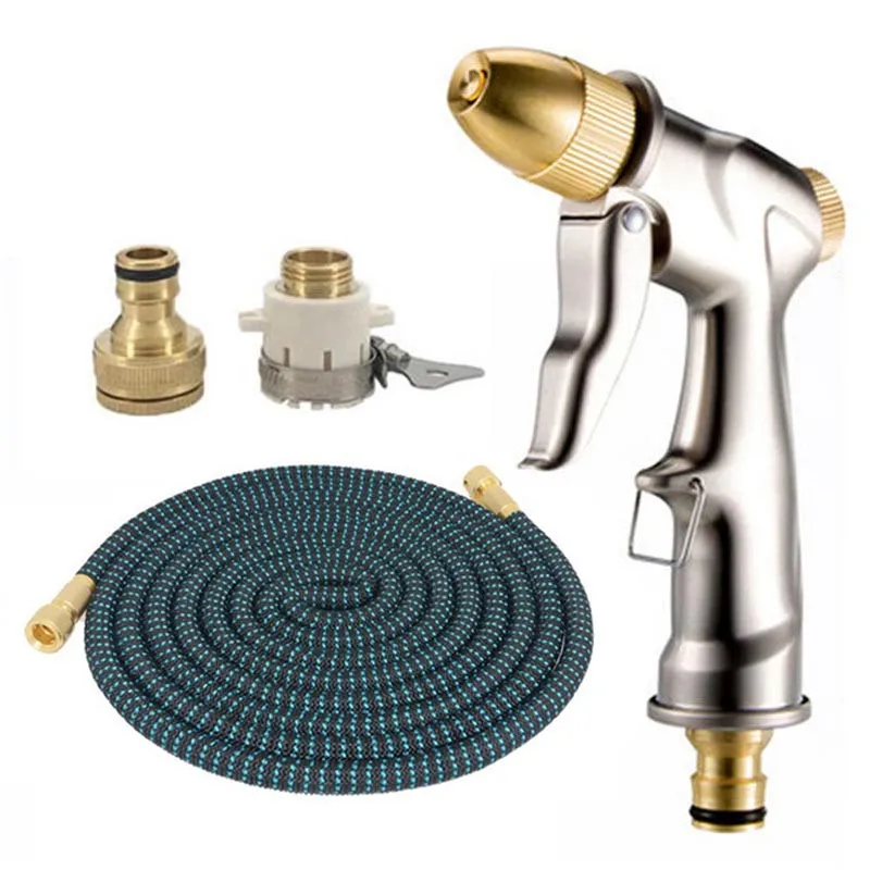 Hose set Качественный садовый выдвижной шланг резиновый очищающий шланг ЕС водопровод высокого давления шланг для автомойки распылитель пистолет поливка газона - Цвет: Hose set