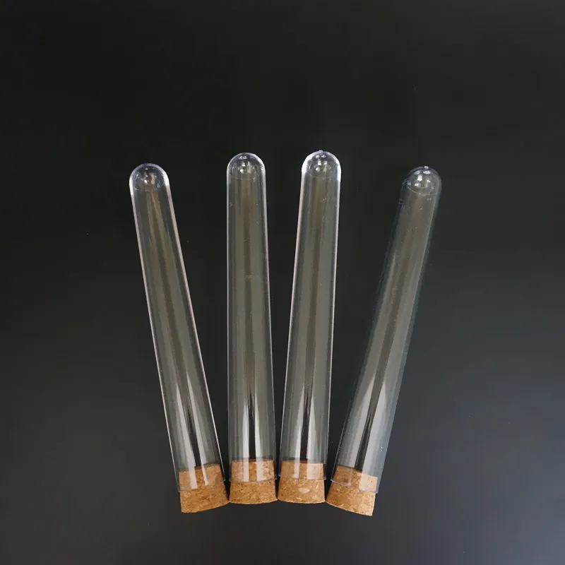 Tubos de ensayo de plástico con tapón de corcho, para experimentos y pruebas de laboratorio, 20x100mm, 10, 20, 50 y 150 unidades