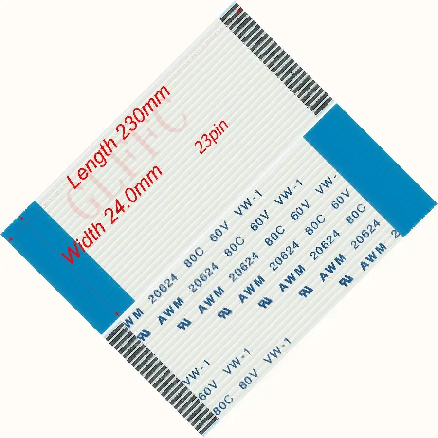 23pin 1 0 шаг 230 мм-250 мм B-Тип Гибкий плоский кабель FFC awm 20624 ROHS для TTL LCD DVD Компьютера |
