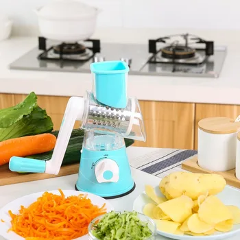 

Multi-function hand crank veggie chopper Drum slicer Wire cutter Grater vegetable cutter