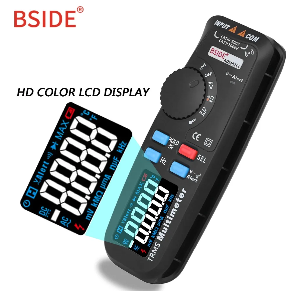 Многофункциональная цифровая ручка мультиметр BSIDE ADM92CL цветной ЖК-дисплей Multimetro Автоматический диапазон True RMS Temp Тестер Вольтметр