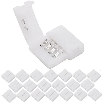 

10 Pcs 4 Pin 10mm 5050 RGB LED Strip Connector Free Solder Connector For Connecting Corner Right Angle Power Led Strip Connector