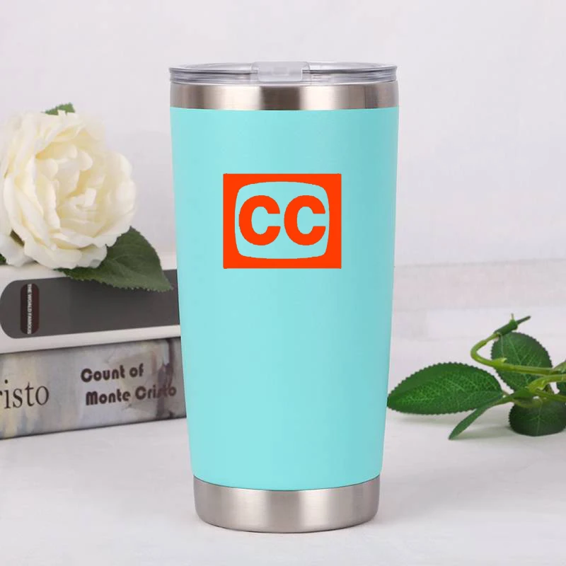 Кружка из нержавеющей стали с двойными стенками, бутылка для воды, автомобильная чашка с принтом логотипа - Цвет: 20oz E