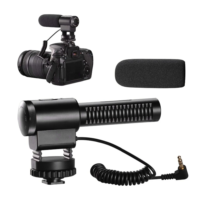 

ABKT-Professional Stereo Microphone Super Low Noise Cardioid Video Recording Microphone Photography Interview Replaceable Batter