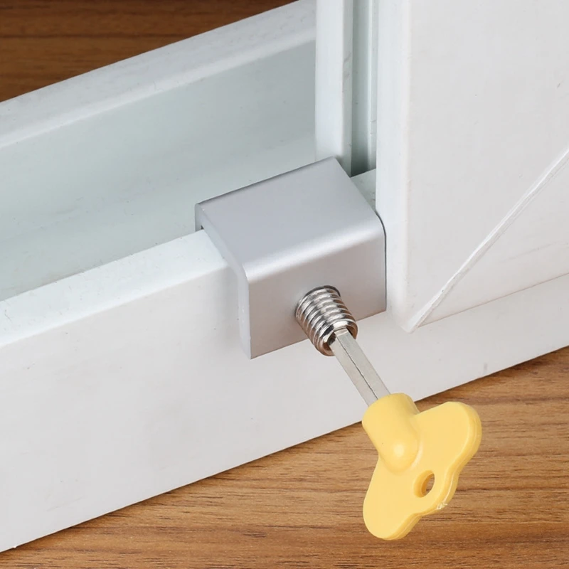 

Urijk 2Pcs Sliding Door Window Security Limiter Lock Stop Door Restrictor Child Safety Anti-Theft Locks Home Furniture Hardware