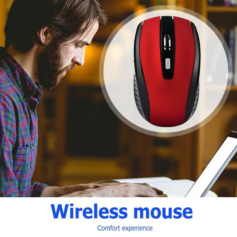 Portable 2.4GHz Wireless Optical Mouse 6 Buttons USB Receiver 2000 DPI Mice for Laptop Notebook PC(without batteries