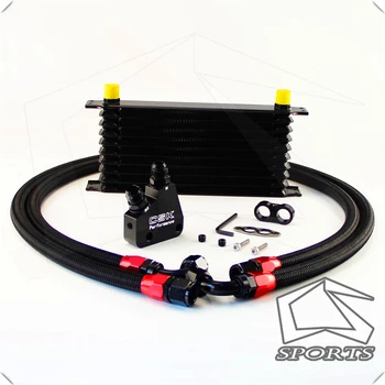 

10 Row Engine Oil Cooler Kit + Sandwich Plate For BILLET LS1 LS2 LS3 LSX VE HSV