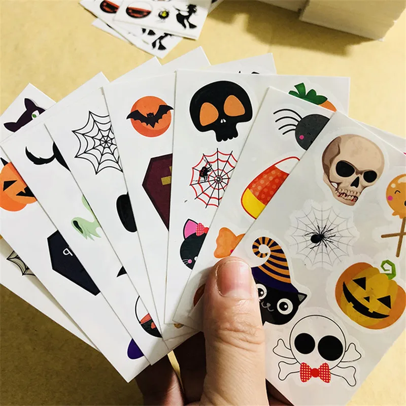 8 sheets as picture Missye Store Водонепроницаемая Временная вода переносить наклейку с татуировкой Водонепроницаемая 3D тату наклейка для детей мужчин happy holloween - Цвет: 8 sheets as picture