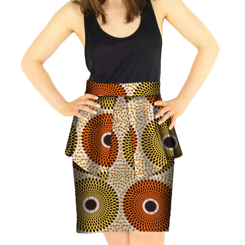 African Wax Print Skirts for Women Bazin Riche Mini Straight Short Skirt Women African Style Clothing Plus Size WY3372 african traditional clothing Africa Clothing