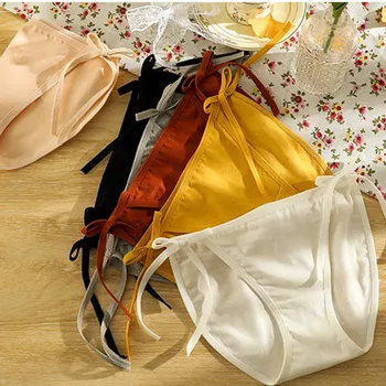 

3PCS Women Panties Sexy Cotton Underwear Soft Cute Adjustable Waist Intimate Briefs Breathable Solid White Underpants lingerie