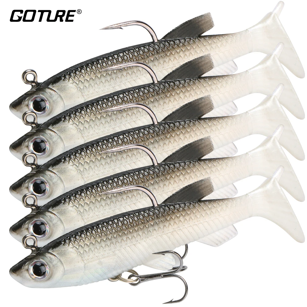Goture 5pcs/set Soft Fishing Lure Swimbait 8.4cm 10.7g Silicone Artificial Bait Lead