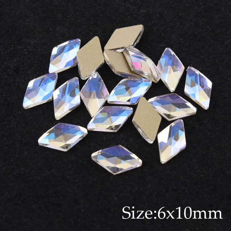Rhombus6x10mm 30 шт. Стразы для ногтей с плоской задней поверхностью, алмазные каплевидные кристаллы ромбов, камни, блестящие Звездные драгоценные камни, маникюрные украшения для ногтей - Цвет: Rhombus6x10mm