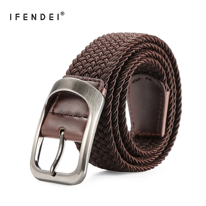 

IFENDEI New Braided Elastic Men's Belt Free Punch Pin Buckle Elastic Men's and Women's Canvas Belt Wild Casual Belt