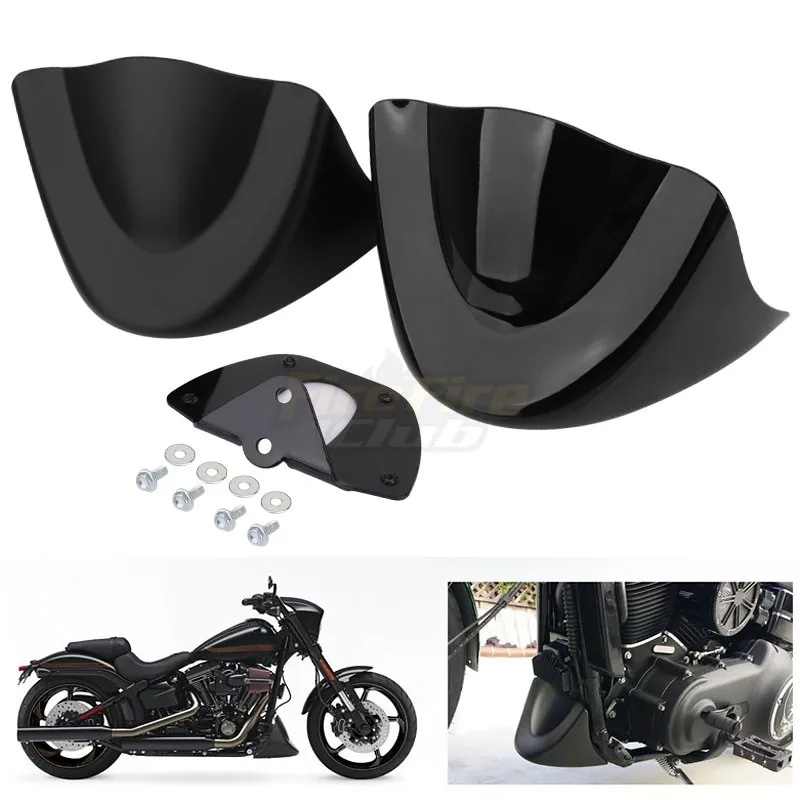 Front Spoiler Chin Fairing Cover Motorcycle Glossy Mudguard Cover Air Dam Fairing For Harley Dyna Fat Bob FXDL 2006-2017 Bright black 