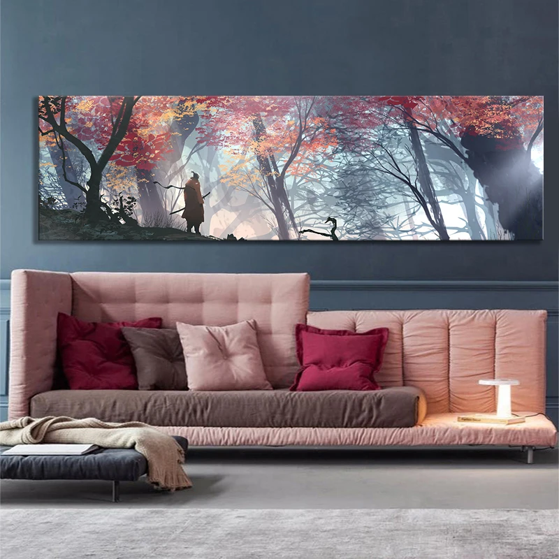 Kaufen Große Größe Spiel Poster Wand Dekor Malerei SEKIRO Schatten Sterben Zweimal Bild Video Spiele Kunst Rahmenlose Malerei Wand Kunst Unframed