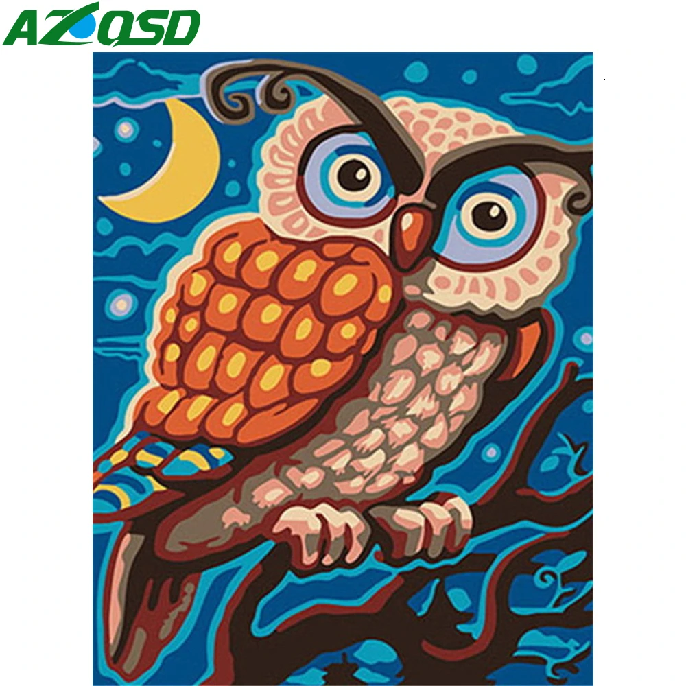 AZQSD DIY краски по номерам животных для взрослых акриловая сова масляная краска по номерам холст краски наборы 40x50 см украшение дома