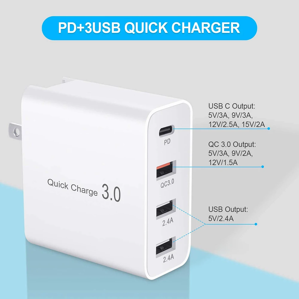 65w fast charger 48W Quick Charger PD Charger For iPhone 13 12 Huawei Samsung Xiaomi Tablet Fast Wall Charger QC 4.0 3.0 US EU UK AU Plug Adapter 5v 1a usb