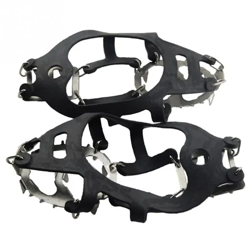Ледяным скалам! Сталь Ручки цепи Нескользящие безопасности Спорт на открытом воздухе Зимние бутсы обуви шипы кошки восхождение 18 зубов