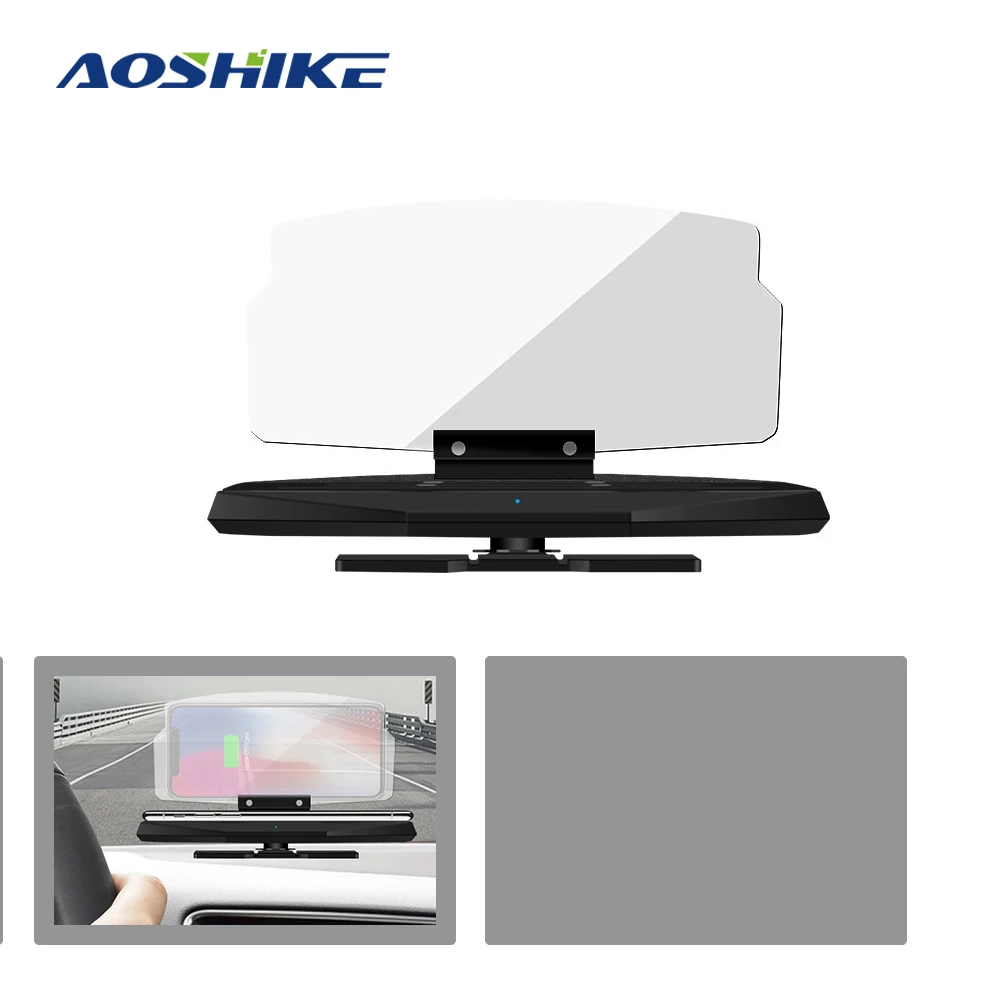 AOSHIKE 6'' HUD Head Up Display For Phone Holder Wireless Charger Car Navigation Mobile Iphone Samsung Huawei | Автомобили и