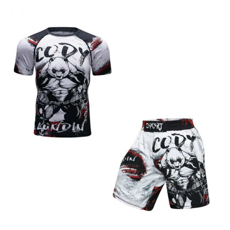 Футболка для кикбоксинга MMA колготки штаны мужские шорты ММА Рашгард трикотажные
