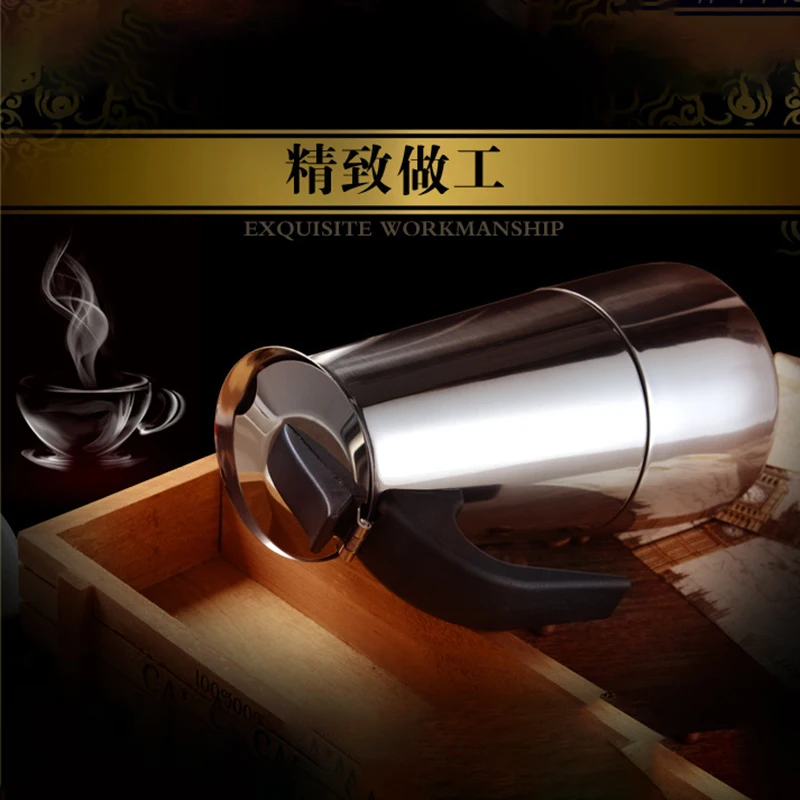 Cafetière Expresso Moka Inox, Bec Unique, Grande Capacité, Légère, Idéale Camping Plein Air