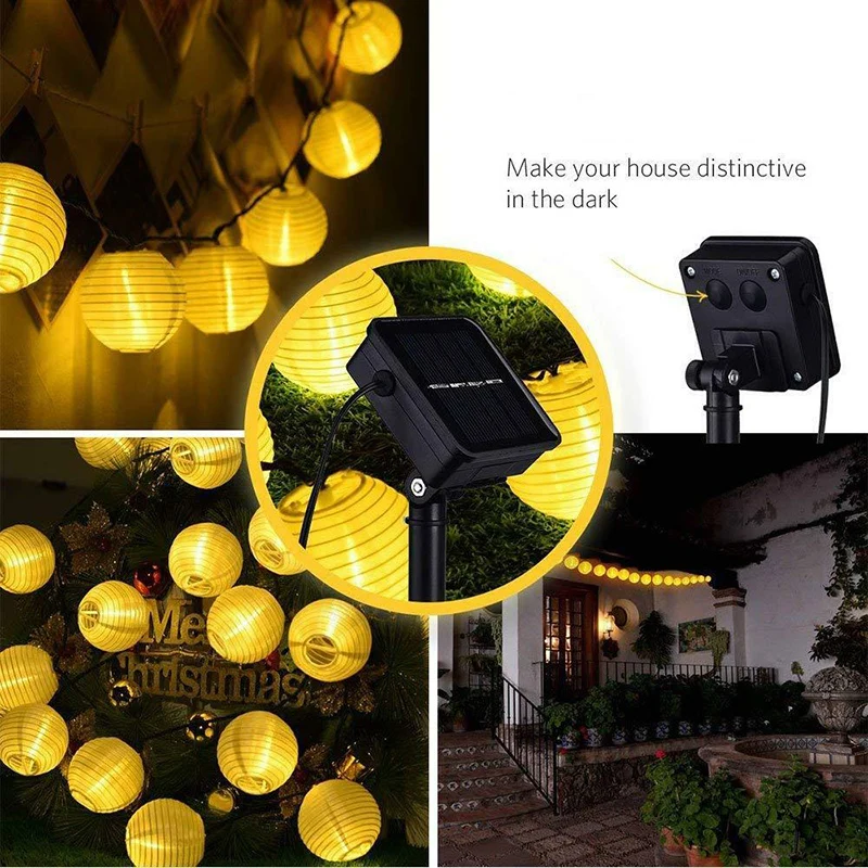 Solar Lantern Ball LED String Light Outdoor 10 20 30 LED Patio Waterproof String Lamp Solar Globe Garland Christmas Fairy Lights