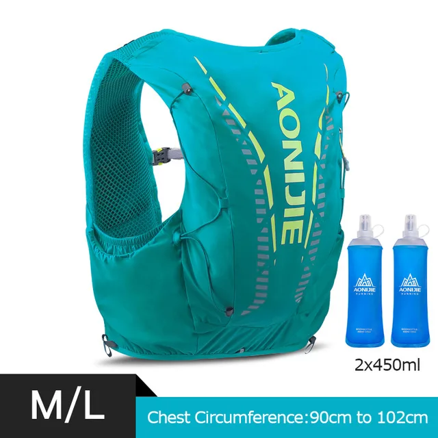 Turquoise ML 450ml AONIJIE 12L гидратационный рюкзак для мужчин и женщин, расширенный жилет для бега, сумка для спорта на открытом воздухе, пеших прогулок, марафона, велоспорта - Цвет: Turquoise ML 450ml