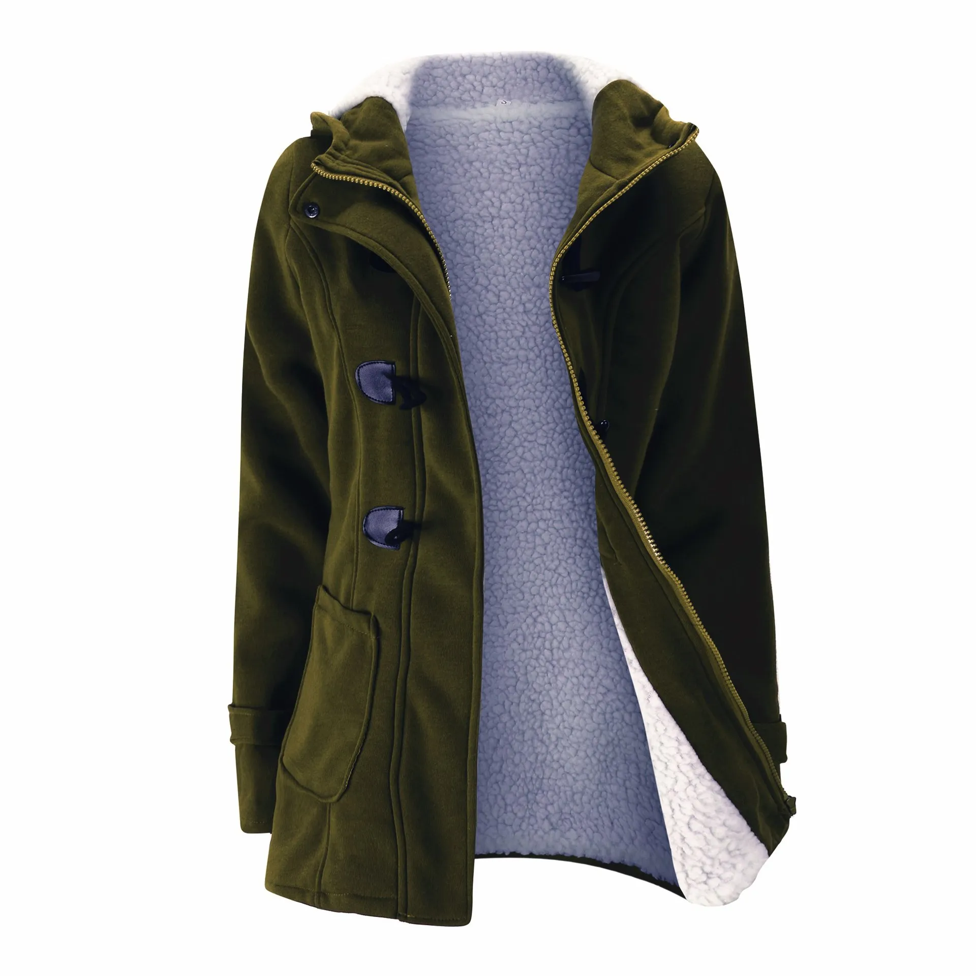 Long Parkas Solid Zipper Hooded Button Pocket Warm Padded Jacket Women Thick England Style Slim Winter Coats Female | Женская одежда