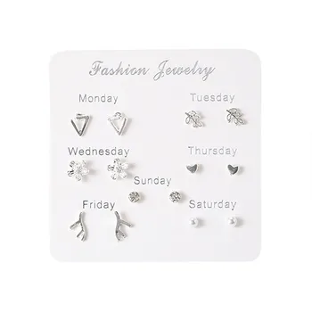 

Stud Earrings 7 Pairs Of Simple Travel Set Earrings Temperament Small Korean Style Stud Earrings Sets For Women Jewelry Gifts