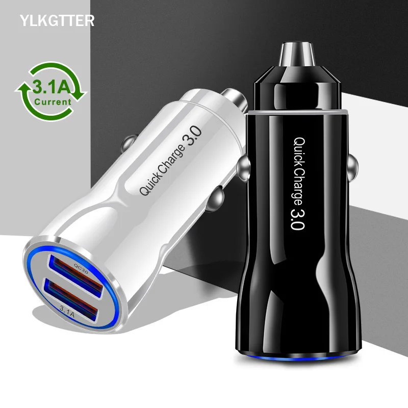 YLKGTTER Dual USB выход 3.1A/QC3.0 Смарт автомобильное зарядное устройство для Iphone X/11 XIAO MI Note 10 huawei Mate30 высокая сила тока Мини Автомобильное зарядное устройство