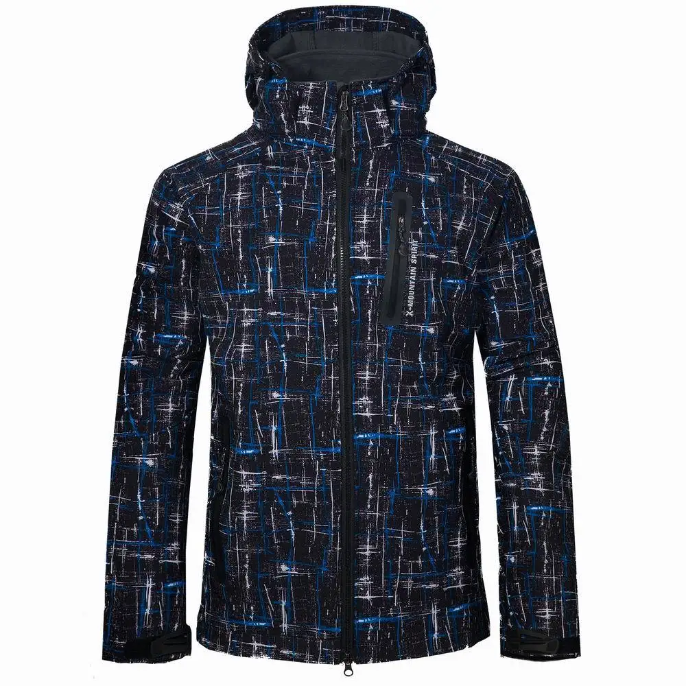 

2019 New Winter Men Hiking Ski printing Softshell jacket Outdoor Fishing Climbing Camping Waterproof Fleece Keep warm jacket