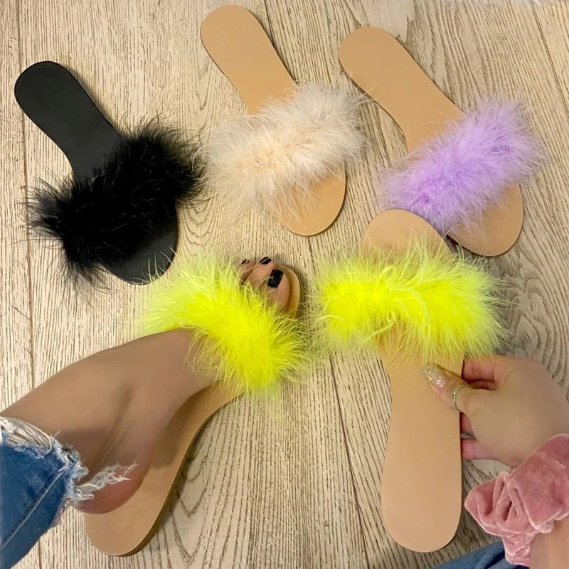 feather sandals flat