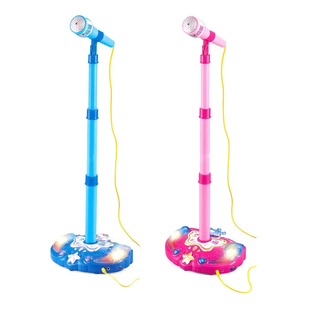 

Single Microphone with Adjustable Holder flashing Stage Lighting and Pedals Early Karaoke Singing Toy Connect to Mobile phone