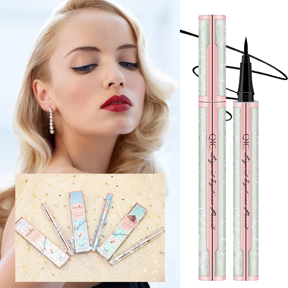 Iluminar os Olhos à Prova Rápido-seco Estrelado Dnot Água Não Florescendo Delineador Líquido Duradouro Lápis Preto Liso T0091 1pc Qic