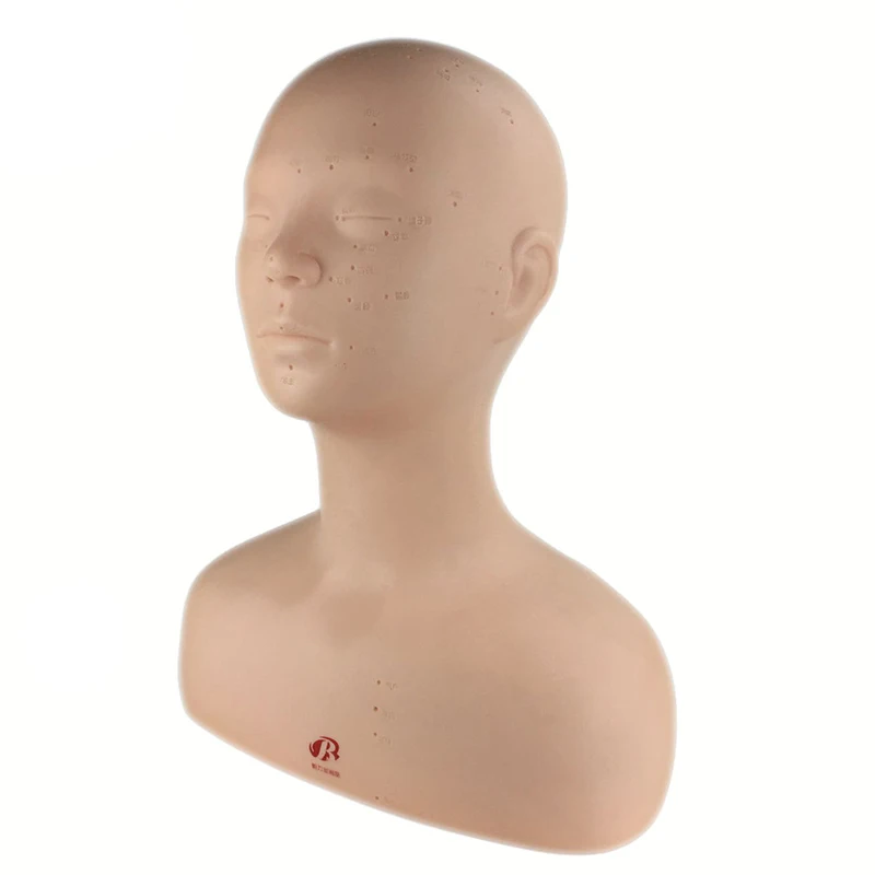 Голова манекена с закрытыми глазами с акупунктурным массажем для иглоукалывания плеч, для наращивания ресниц, модель головы для практики