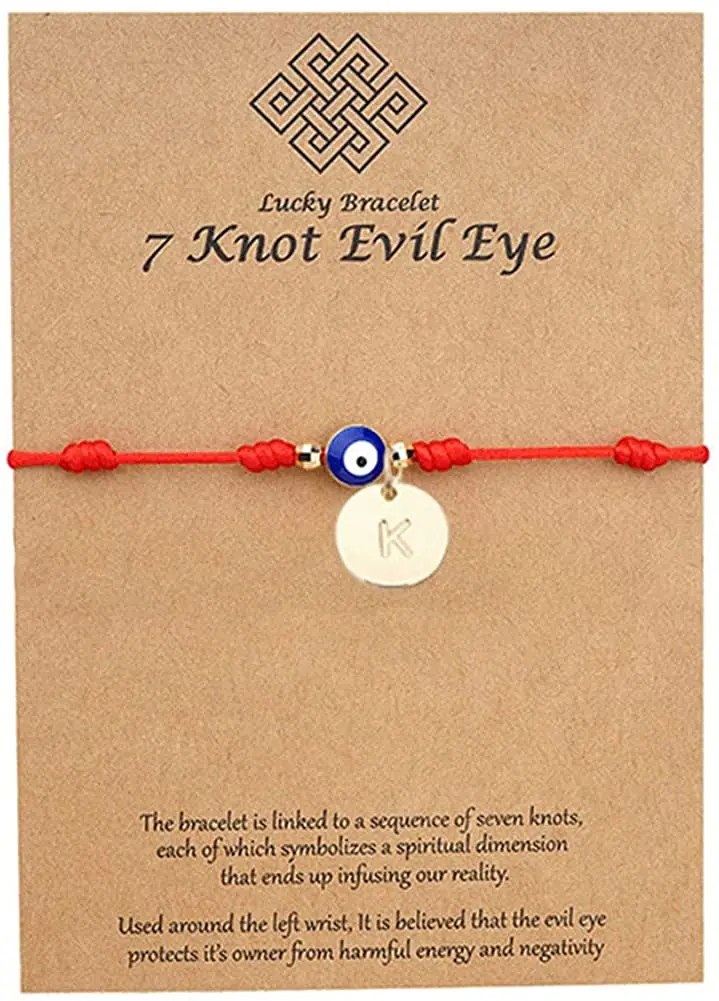 Браслет с буквами алфавита Женский Красный защитный браслет сглаза и удачи 7