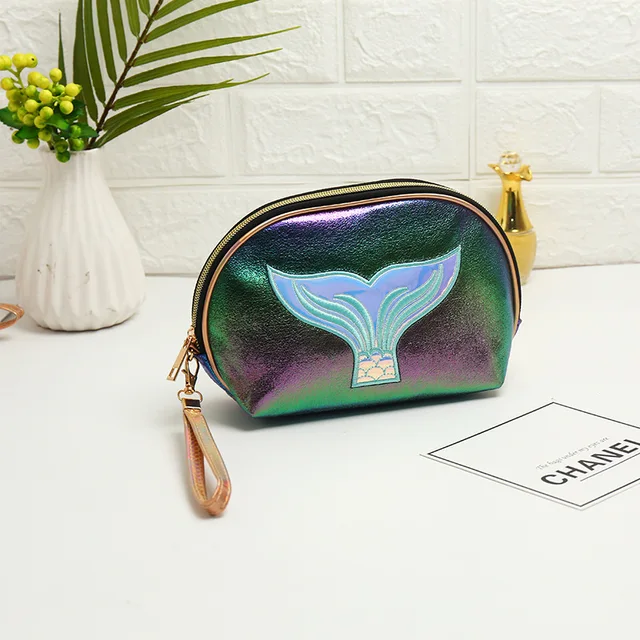 Girl Makeup Bag Colorful Mermaid Tail Cosmetic Bag Organizer Make Up Case Beauty Pouch Lipstick Bag PU Beautician Toiletry Bags B5