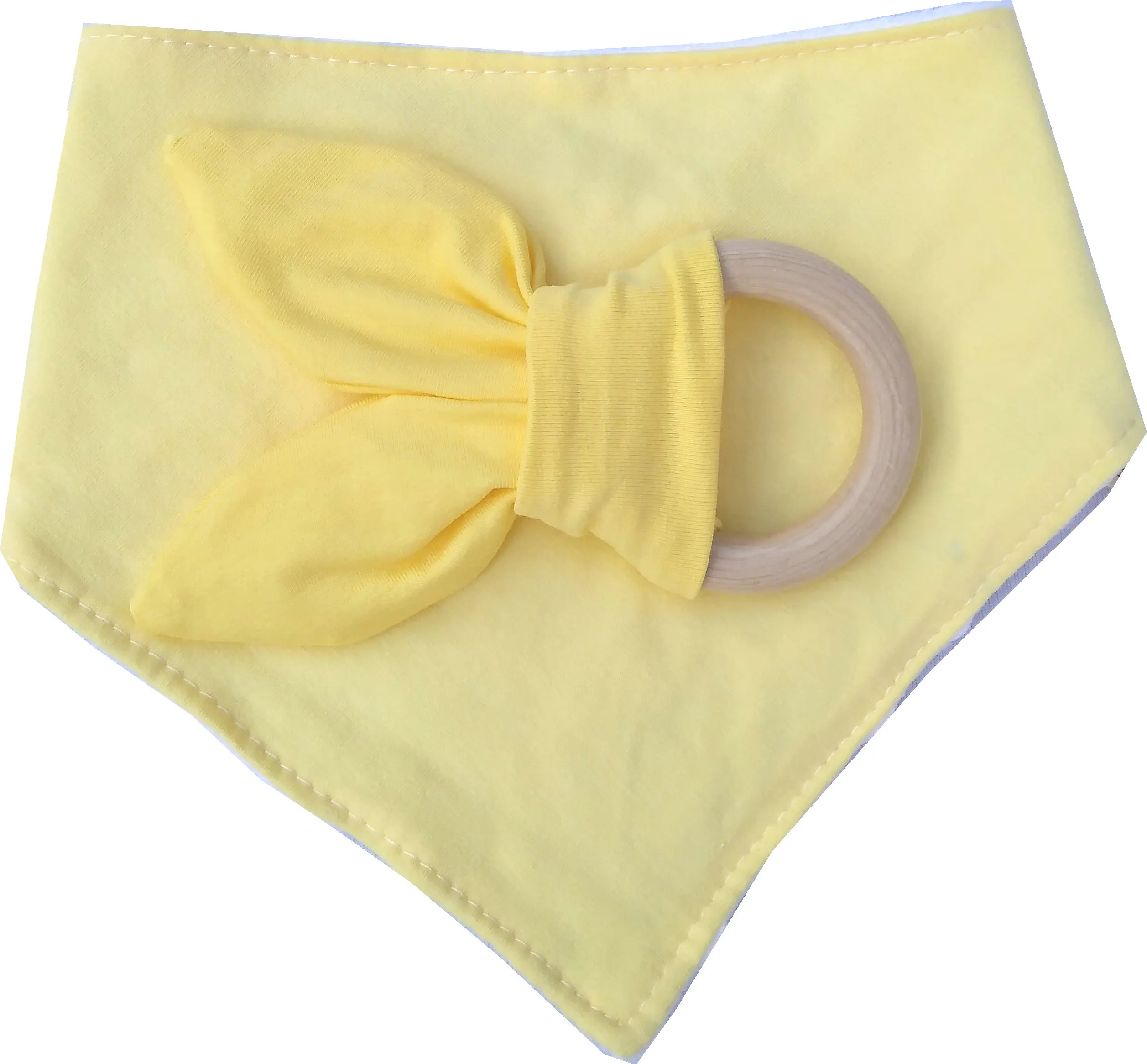 light yellow Набор зубных слюнявчиков с заячьими ушками, тканевый прорезыватель, тканевый и деревянный Прорезыватель для зубов с рифленым материалом и слюнявчиками - Цвет: light yellow