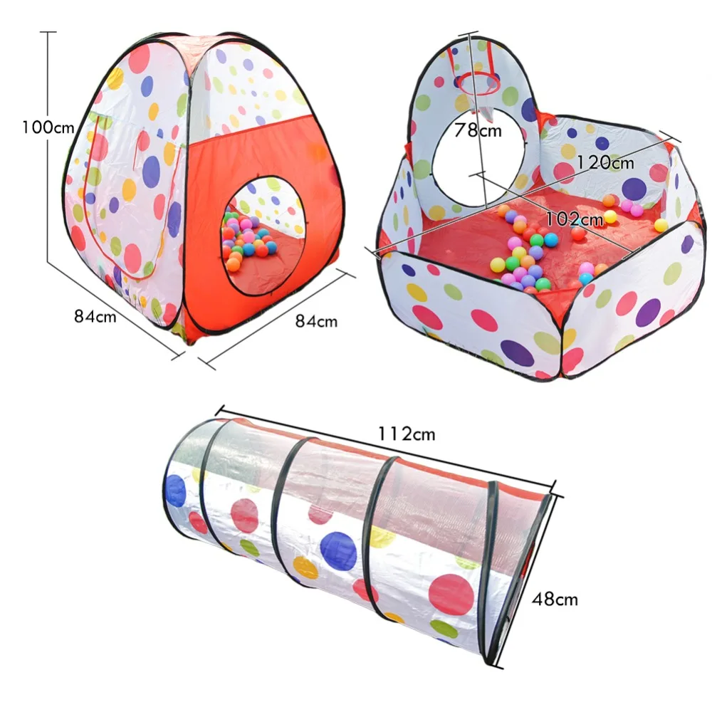Play Tent House Ocean Ball 3PCs Crawling Tunnel Set Ocean Ball Pool Tipi Tent Play Tent Ball for Baby Toys Play Toys Pool House