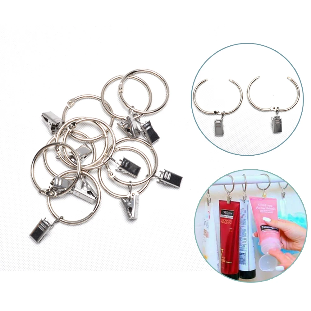 10pcs Rail Drapery Hook Window Accessories Bathroom Flexible Shower Home Living Room Clamps Stainless Steel Curtain Clips Holder