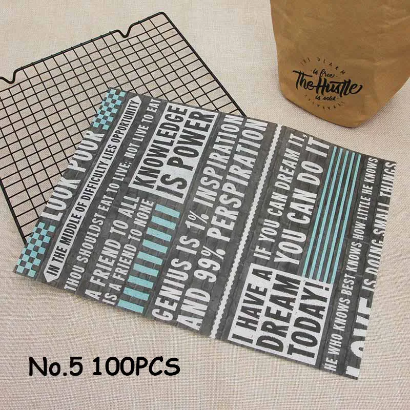No.5-100pcs Одноразовые анти-масло воском Бумага быстро Еда упаковка инструмент Гамбургер сэндвич стойкость к смазочным веществам Бумага s разовые поставки 50/100 шт./упак - Цвет: No.5-100pcs