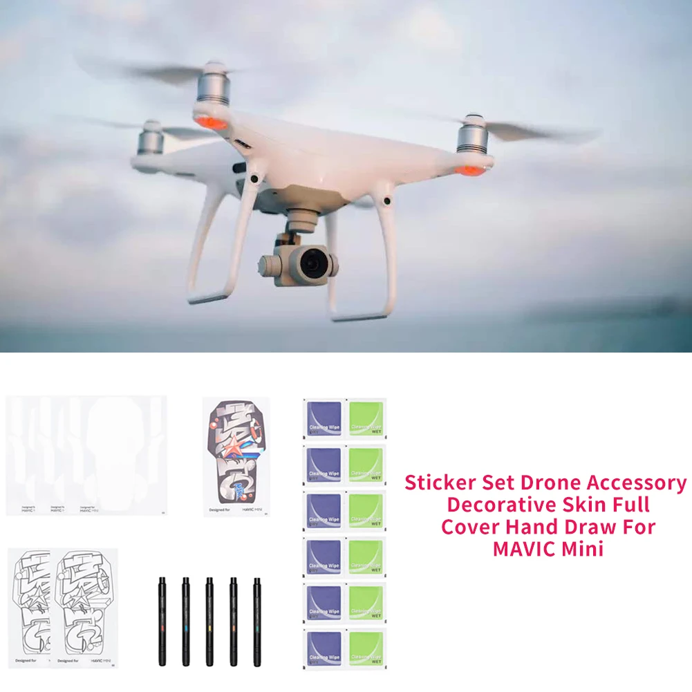 Buy Protective Sticker Set Painting Full Cover DIY Drone Accessory Easy Apply Styling Film Hand Draw Decorative Skin For MAVIC Mini