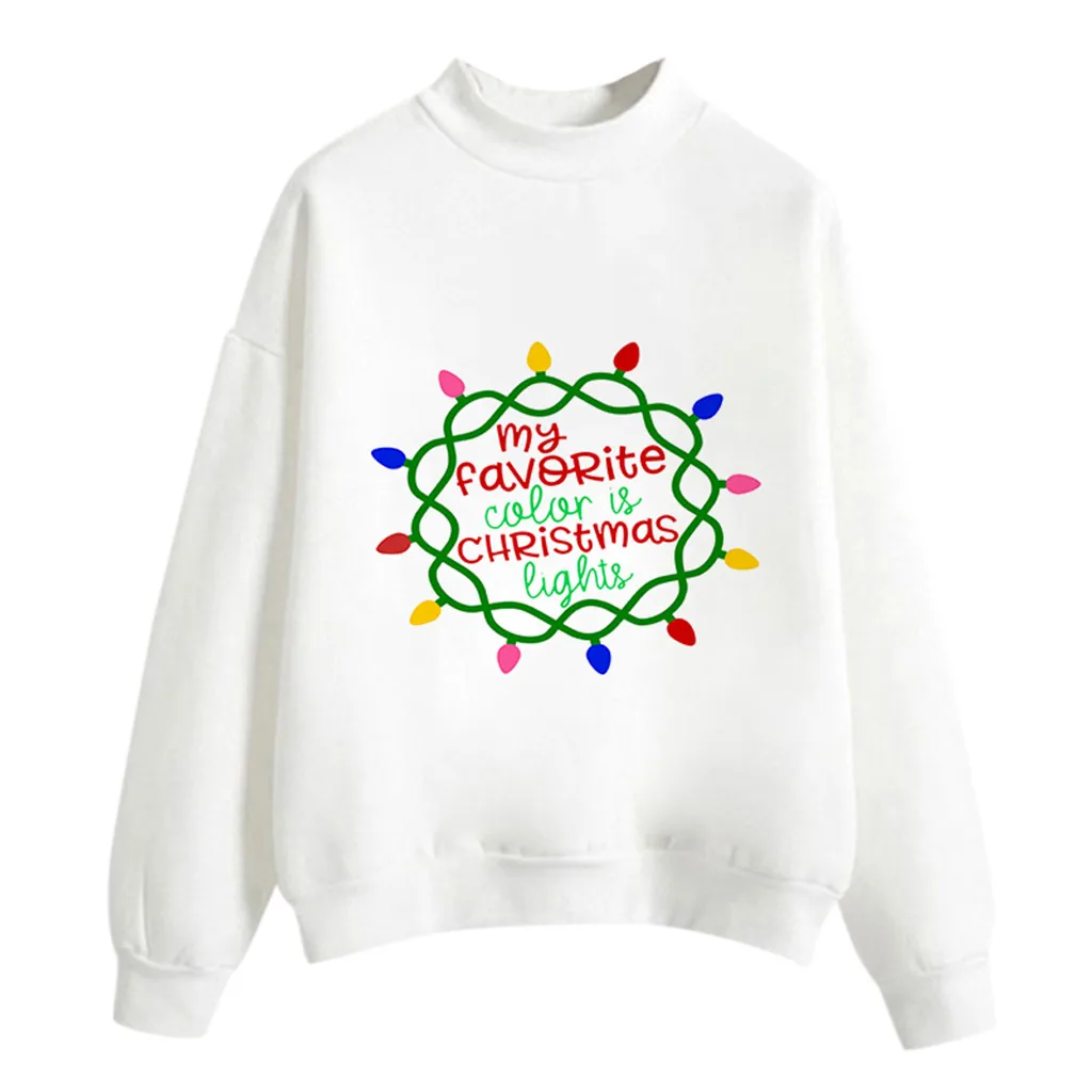 Christmas Winter Sweatshirt Women's O-Neck Cute Xmas Printed Long Sleeves Tops Pullover Blouse Feminino Camiseta | Женская одежда
